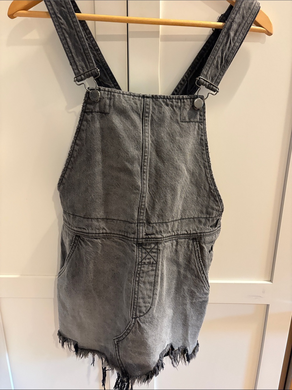 Women’s Gray Denim Short Overalls One-Piece